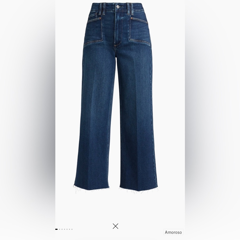 PAIGE Anessa Amoroso wash raw hem cropped wide leg jeans